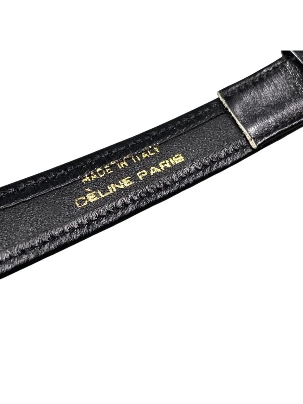 Celine Carriage Leather Belt 75 Black Gold
